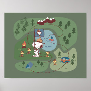 Peanuts   Nestled in the Mountains Campsite Poster