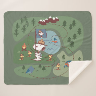 Peanuts   Nestled in the Mountains Campsite Sherpa Blanket