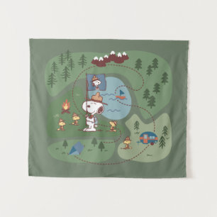 Peanuts   Nestled in the Mountains Campsite Tapestry