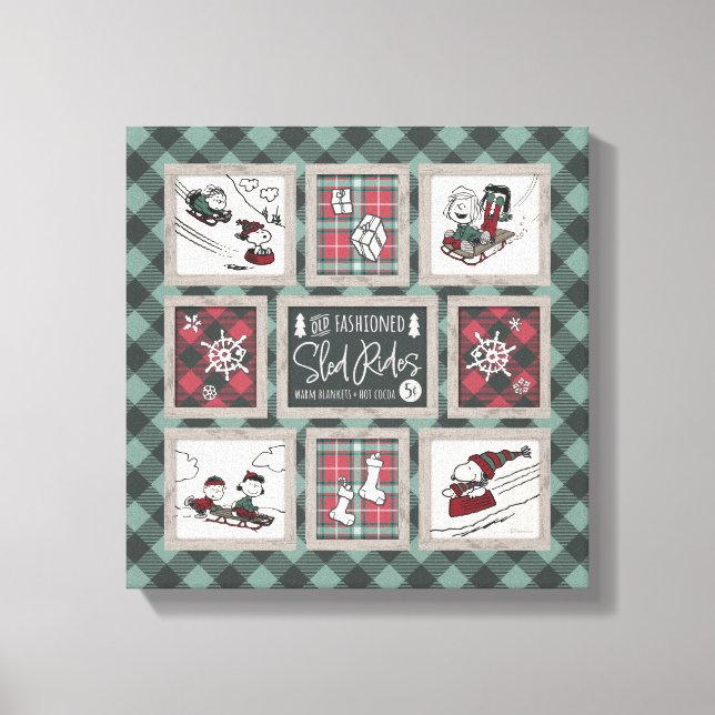 Peanuts | Old Fashioned Sleigh Rides Pattern Canvas Print (Front)