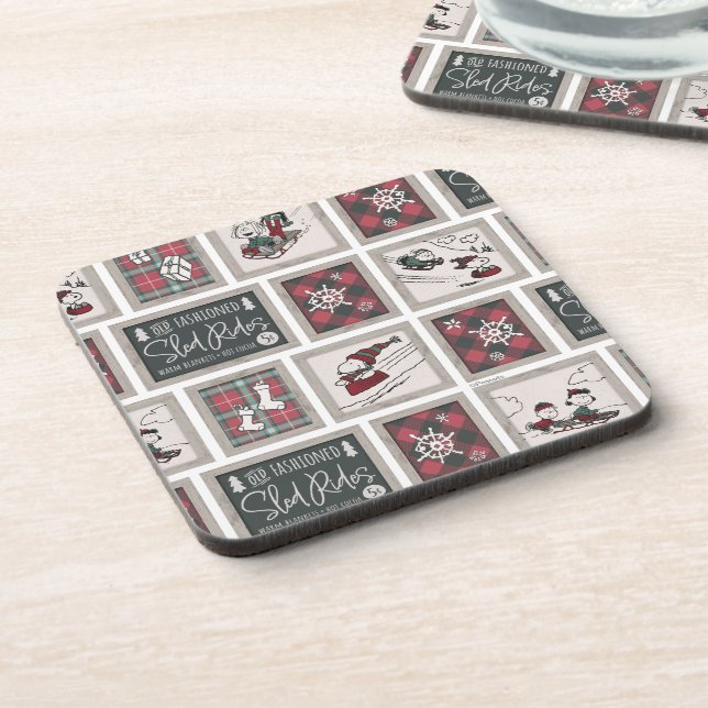 Peanuts | Old Fashioned Sleigh Rides Pattern Coaster (Left Side)