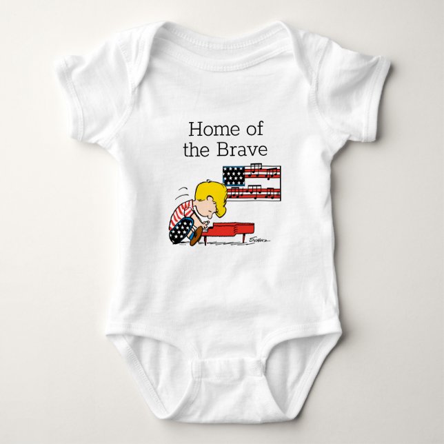 Peanuts | Patriotic Schroeder & His Piano Baby Bodysuit (Front)
