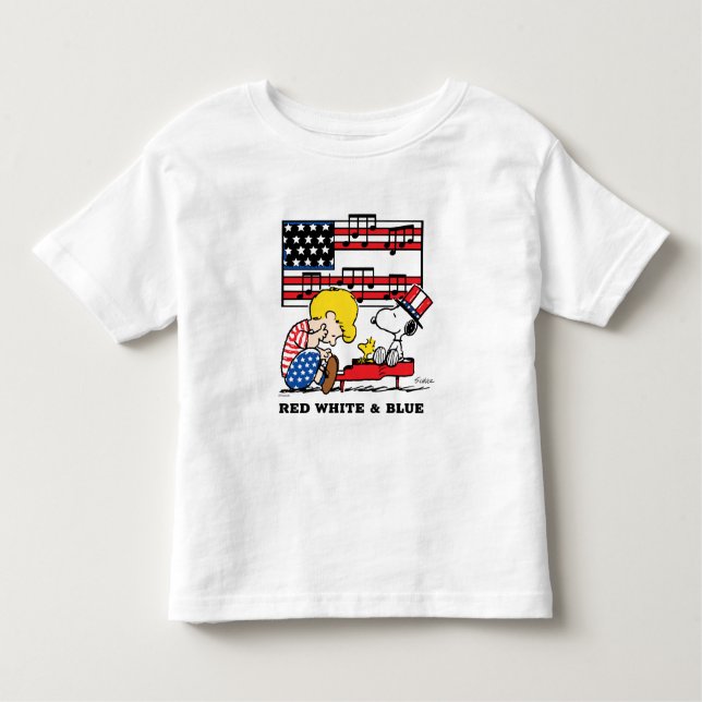 Peanuts | Patriotic Schroeder, Woodstock & Snoopy Toddler T-Shirt (Front)