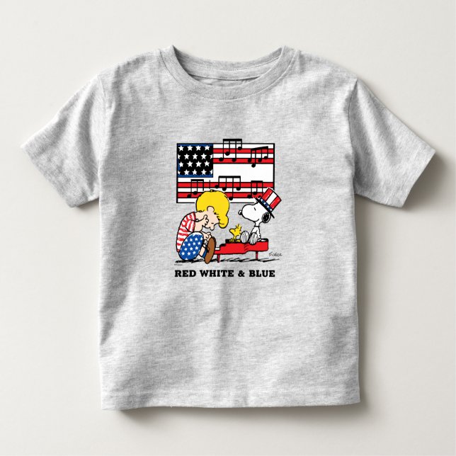 Peanuts | Patriotic Schroeder, Woodstock & Snoopy Toddler T-Shirt (Front)