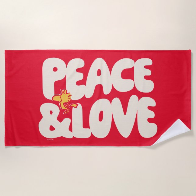 Peanuts | Peace & Love Woodstock Beach Towel (Front)