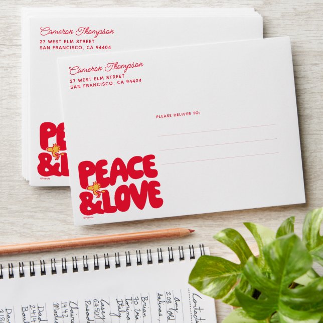 Peanuts | Peace & Love Woodstock Envelope (Stacked)