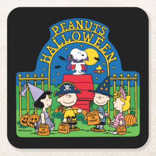 Peanuts   Peanuts Halloween Square Paper Coaster