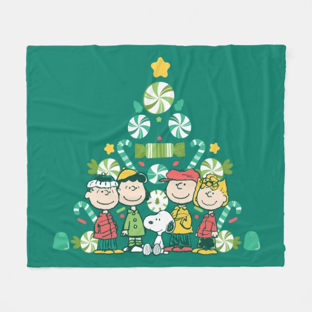 Peanuts | Peppermint Christmas Tree Fleece Blanket (Front (Horizontal))
