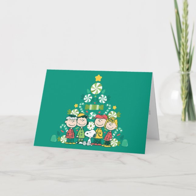 Peanuts | Peppermint Christmas Tree Holiday Card (Front)