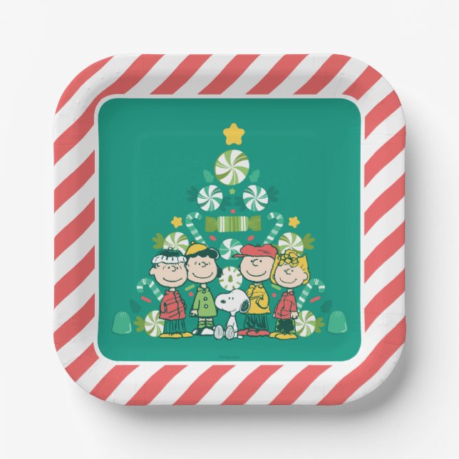 Peanuts | Peppermint Christmas Tree Paper Plate (Front)