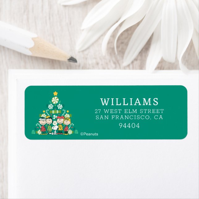 Peanuts | Peppermint Christmas Tree Return Address Label (Insitu)