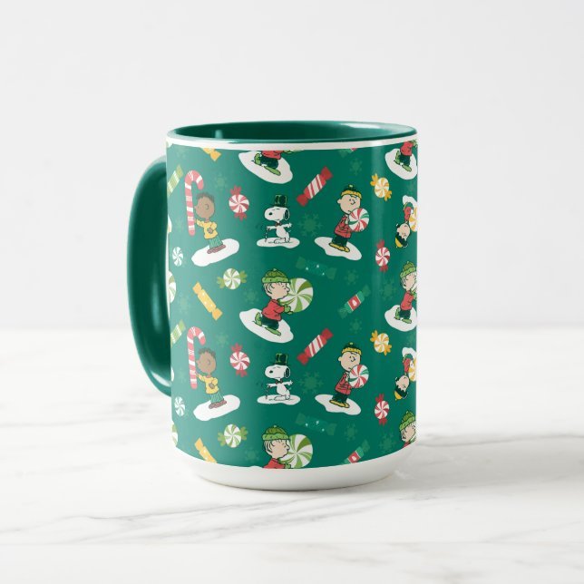 Peanuts Peppermint Dreams Holiday Pattern Mug (Front Left)