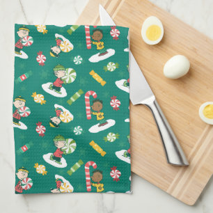 Peanuts Peppermint Dreams Holiday Pattern Tea Towel