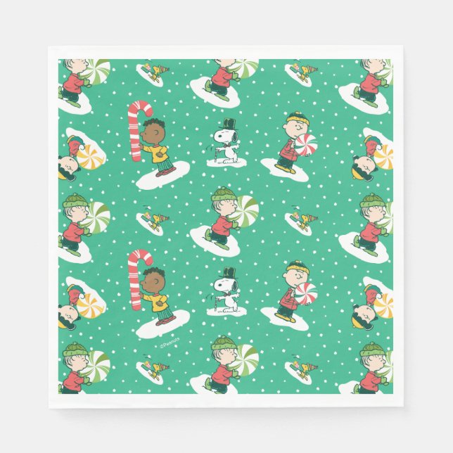 Peanuts Peppermint Dreams Snowflake Pattern Napkin (Front)