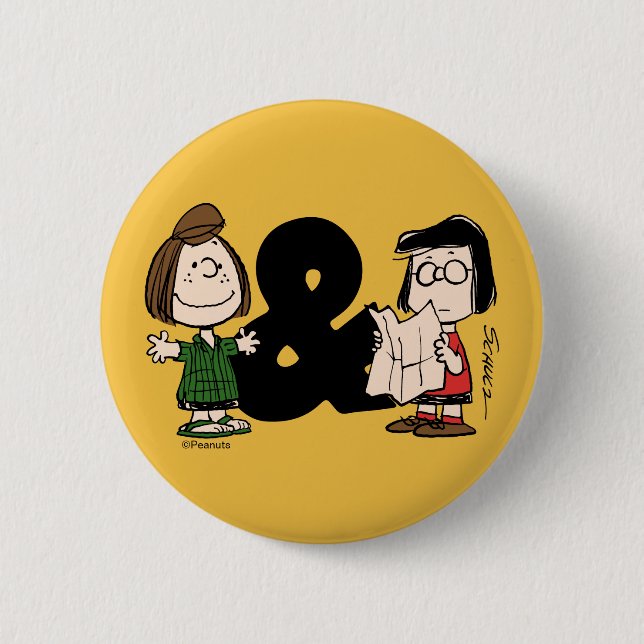 Peanuts | Peppermint Patty & Marcie 6 Cm Round Badge (Front)
