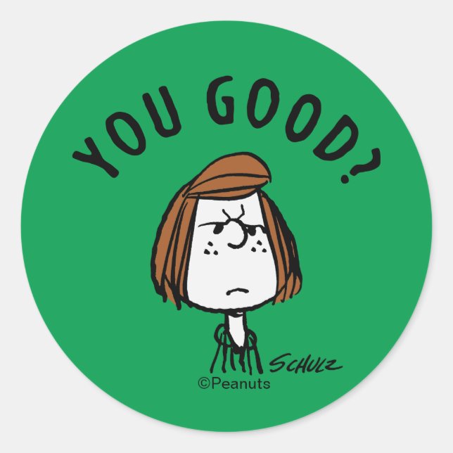 Peanuts | Peppermint Patty You Good? Classic Round Sticker (Front)