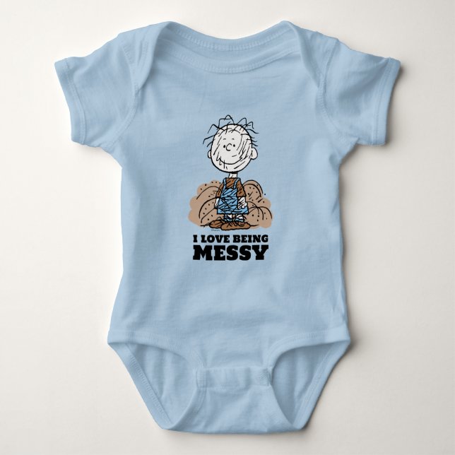 Peanuts | Pigpen The World Needs Messy People! Baby Bodysuit (Front)