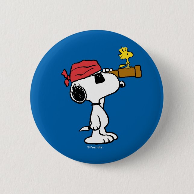 Peanuts | Pirate Snoopy and Woodstock 6 Cm Round Badge (Front)