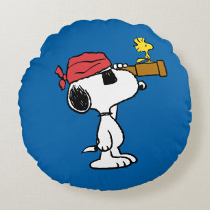 Peanuts   Pirate Snoopy and Woodstock Round Cushion