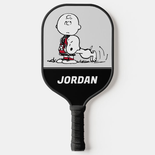 PEANUTS | Red & Black | Add Your Name Pickleball Paddle (Front)