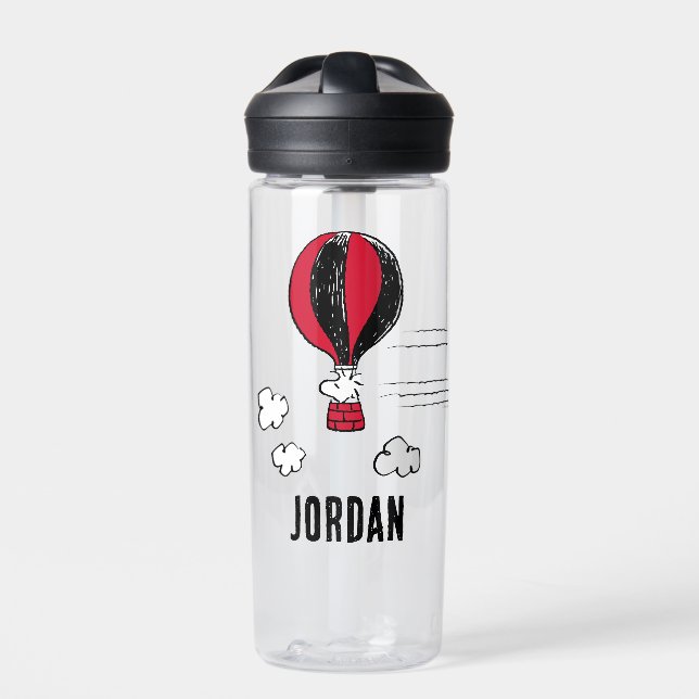 PEANUTS | Red & Black Pattern | Add Your Name Water Bottle (Front)