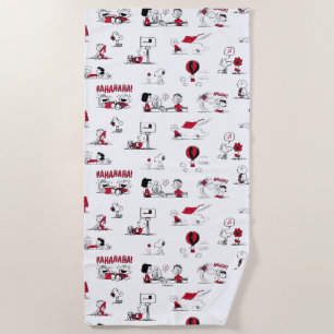 PEANUTS   Red & Black Pattern Beach Towel