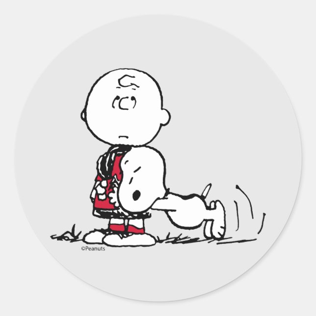 PEANUTS | Red & Black Pattern Classic Round Sticker (Front)