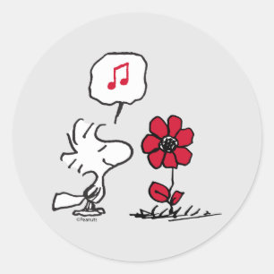 PEANUTS   Red & Black Pattern Classic Round Sticker