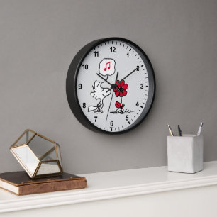 PEANUTS   Red & Black Pattern Clock