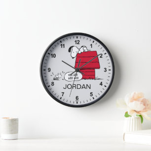 PEANUTS   Red & Black Pattern Clock