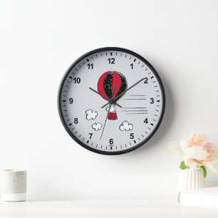PEANUTS   Red & Black Pattern Clock