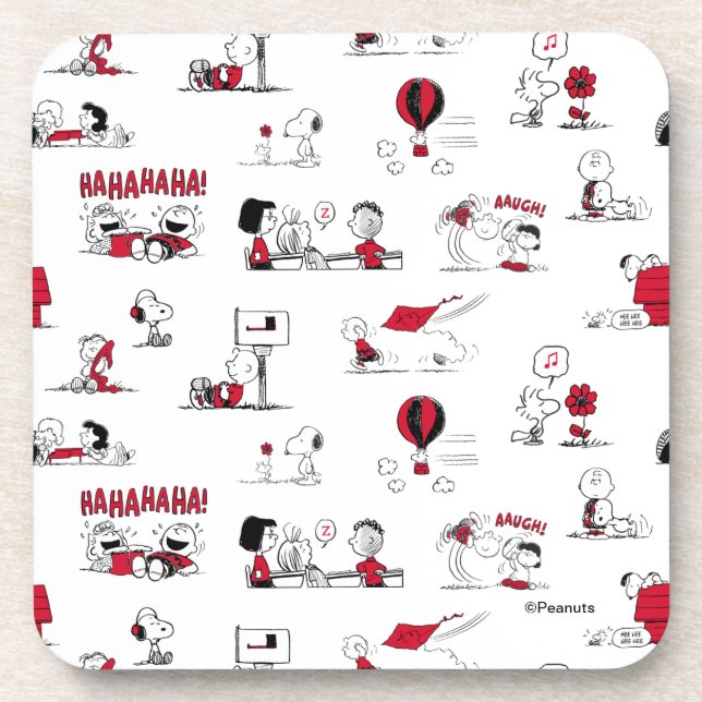 PEANUTS | Red & Black Pattern Coaster (Front)