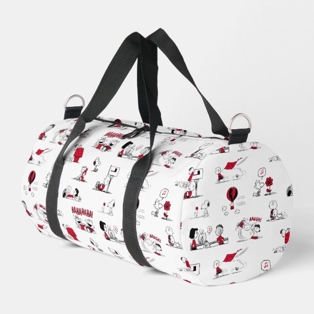 PEANUTS | Red & Black Pattern Duffle Bag (Left Corner)