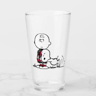 PEANUTS   Red & Black Pattern Glass