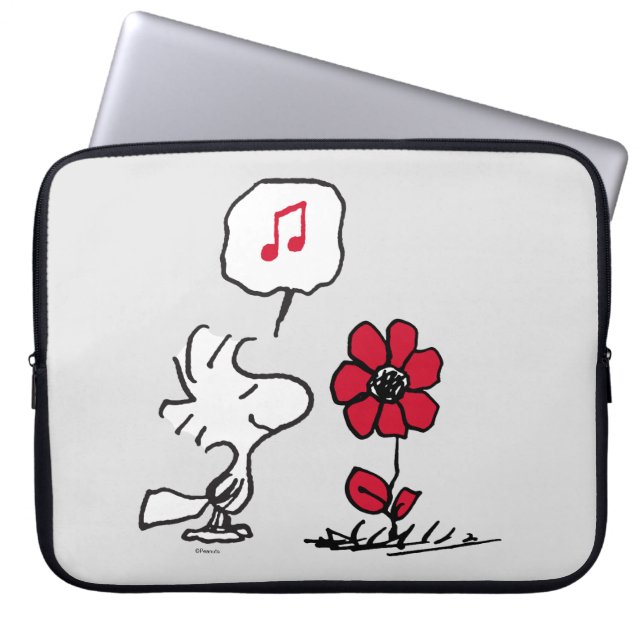 PEANUTS | Red & Black Pattern Laptop Sleeve (Front)