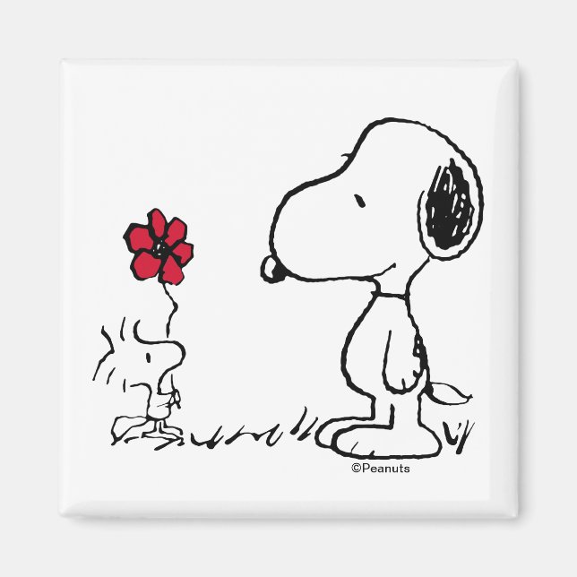 PEANUTS | Red & Black Pattern Magnet (Front)