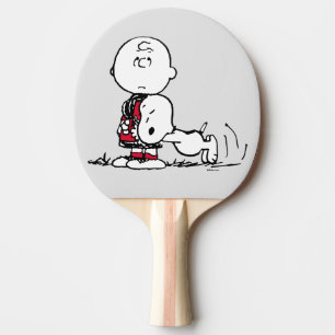 PEANUTS   Red & Black Pattern Ping Pong Paddle