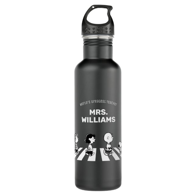 Peanuts | Rock Tees Greatest Teacher Personalised 710 Ml Water Bottle (Front)