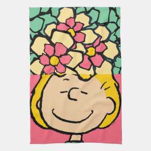 Peanuts   Sally Half & Half Flowers Tea Towel
