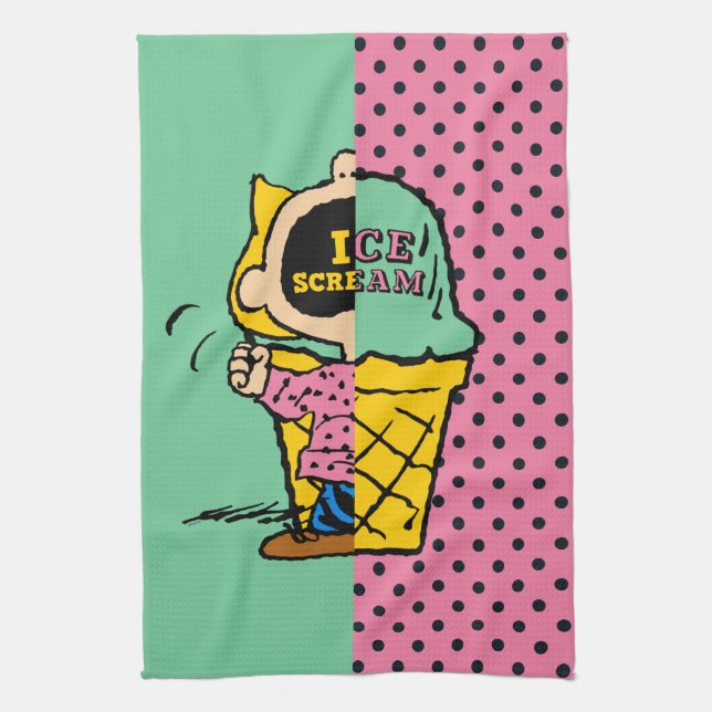 Peanuts | Sally Ice Cream Half & Half Tea Towel (Vertical)