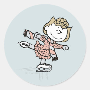 Peanuts   Sally On Ice Classic Round Sticker