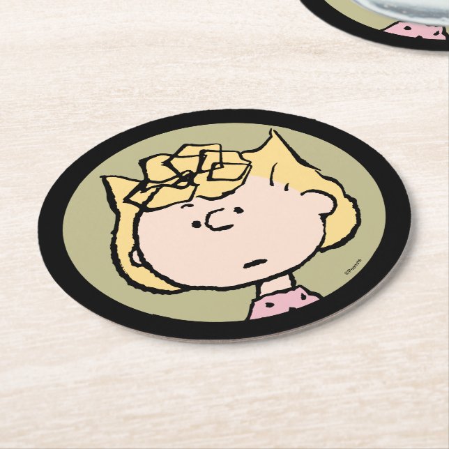 Peanuts | Sally's Faces Round Paper Coaster (Angled)