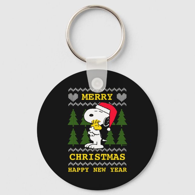 Peanuts Santa Claus Hug  Key Ring (Front)