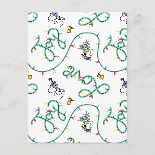 Peanuts | Shiny and Bright Christmas Love Pattern Postcard (Front)