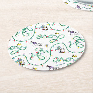 Peanuts   Shiny and Bright Christmas Love Pattern Round Paper Coaster