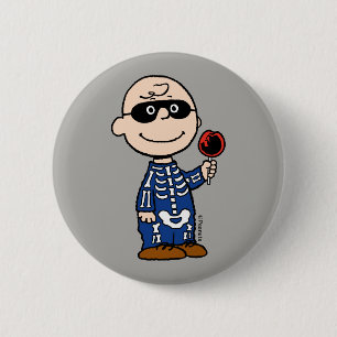 Peanuts   Skeleton Charlie Brown 6 Cm Round Badge