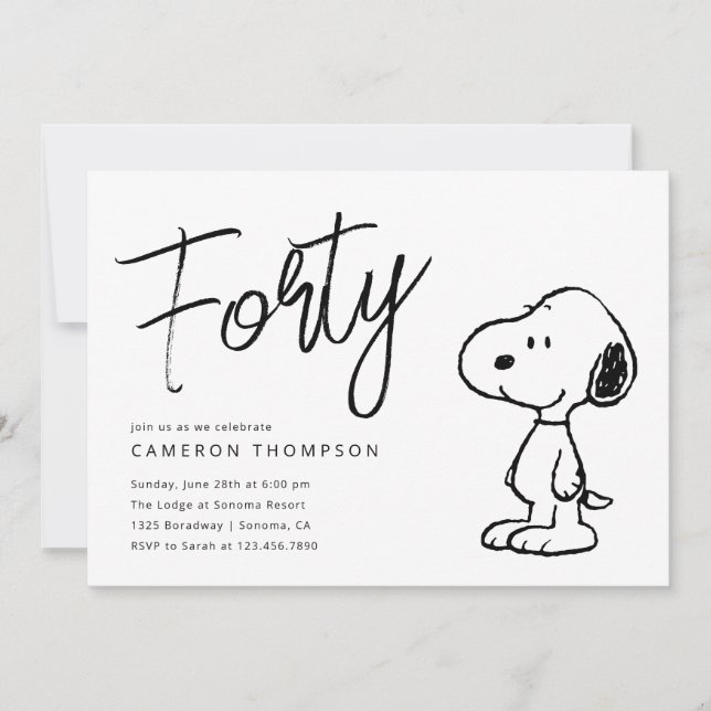 Peanuts Snoopy - 40th Birthday Invitation (Front)