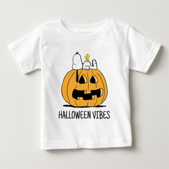 Peanuts | Snoopy and Woodstock Jack-O-Lantern Baby T-Shirt (Front)
