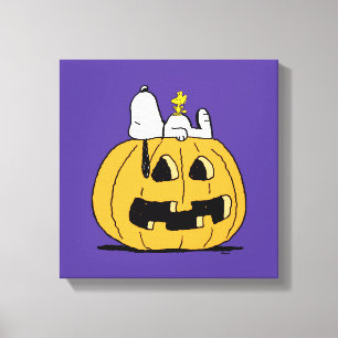 Peanuts Snoopy and Woodstock Jack-O-Lantern Canvas Print