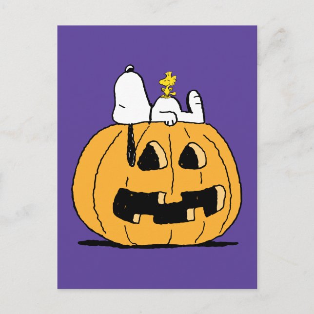 Peanuts | Snoopy and Woodstock Jack-O-Lantern Postcard (Front)